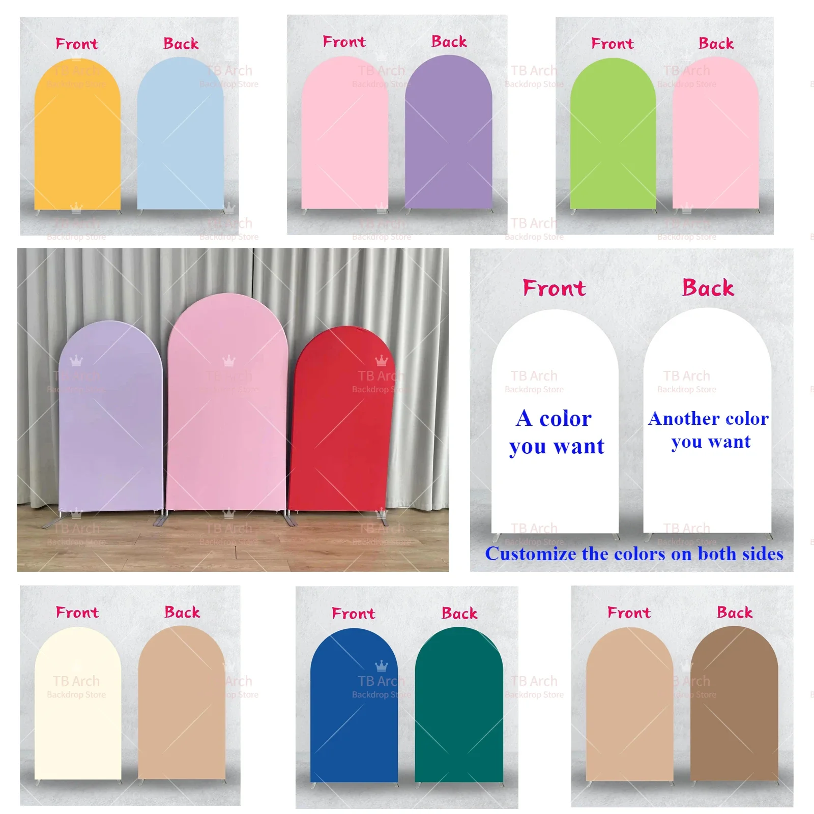 Front and Back Two Colors Arch Backdrop Cover for Wedding Arch Frame,Customize Colors for Balloon Arch Cover for Party Decor