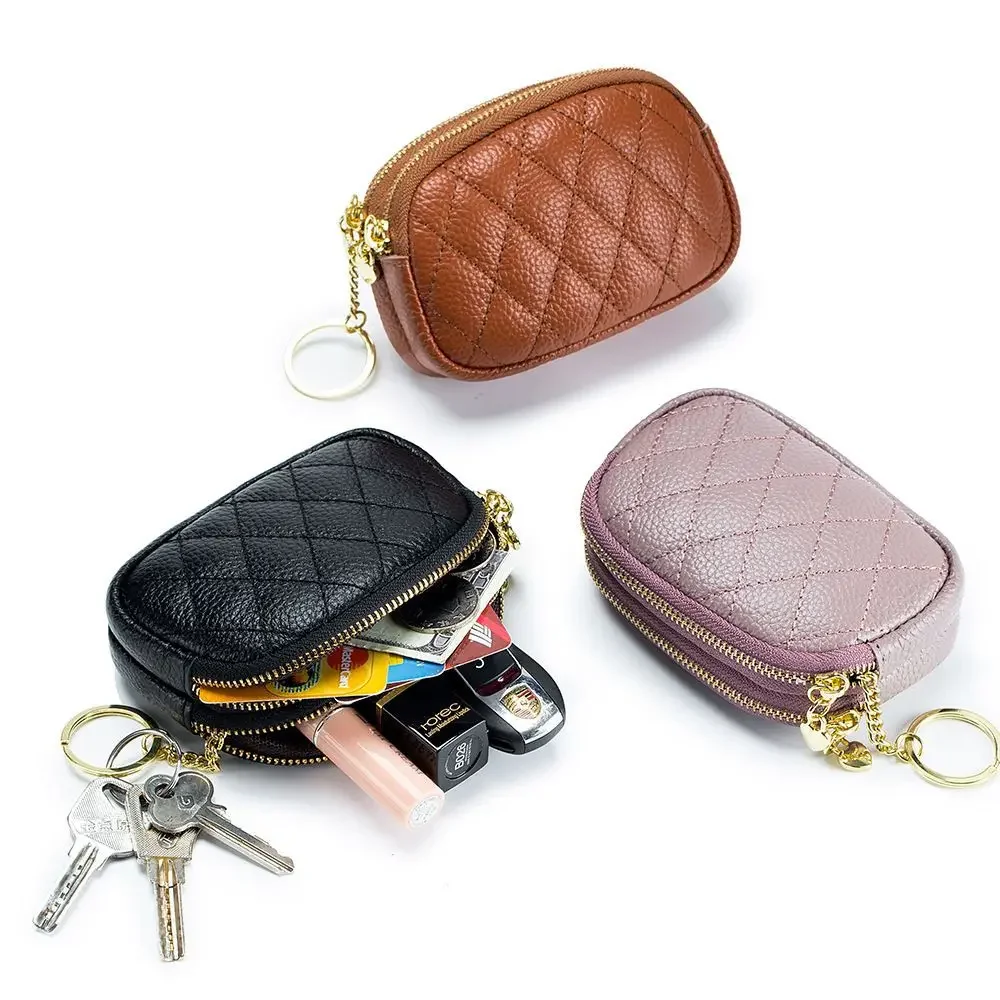

Women's Coin Purse with Key Ring Double Zipper Wallet Large Capacity Multi-Card Slots ID Window Compact Card Holder