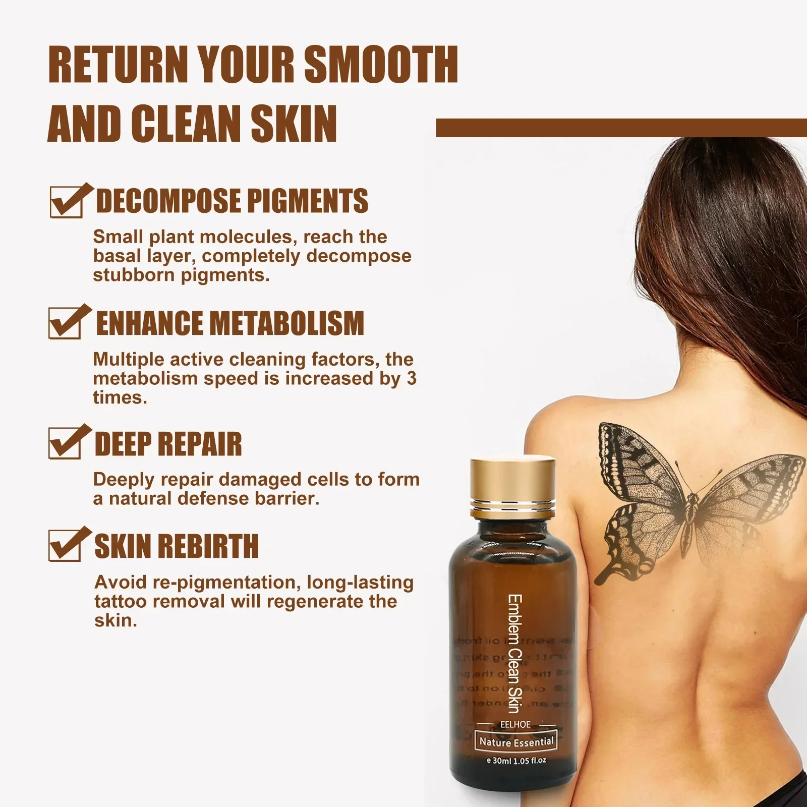 Quick Tattoo Removal Serum Permanent Tattoo Remover Liquid Tattoo Remover Water for Permanent and Painless Removal of Pigment