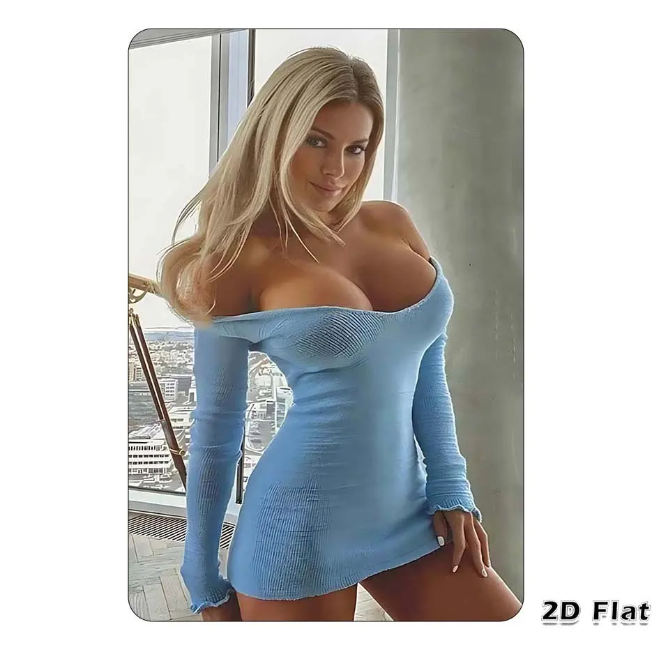 Vintage Metal Tin Sign Blonde Off-Shoulder Dress Wall Art for Home Bar