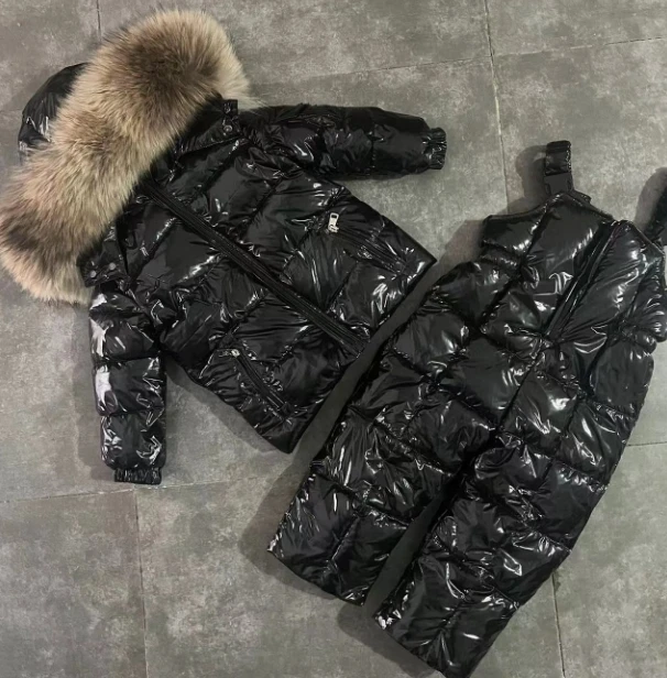 2024 New Winter Black Duck down coat +pants For Kids Boys Girls Warm outwear size 0 2 4 6 8 10 12Y