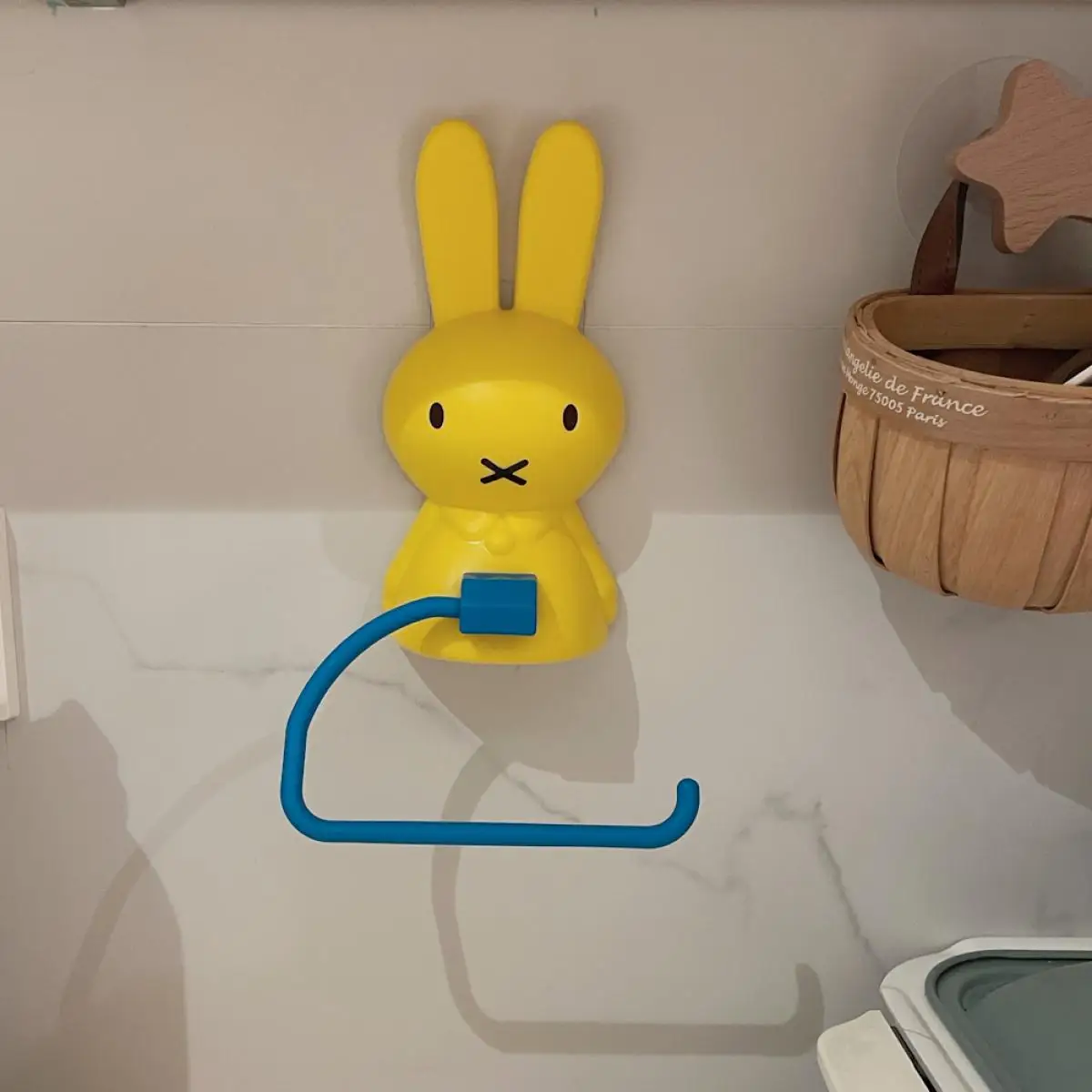 Miffy Multifunctional Bathroom Tissue Holder Cute Non-Perforated Toilet Paper Roll Storage Clip Practical Towel Rack Home Decor view 6