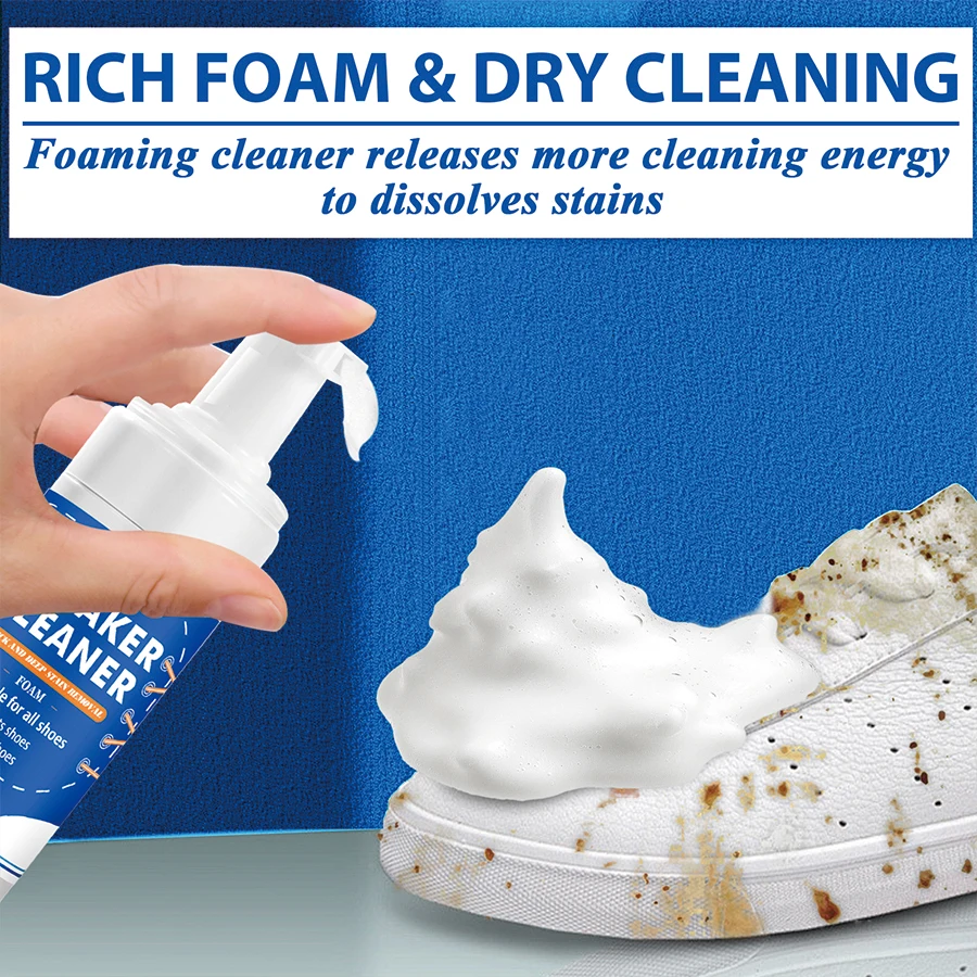 100ml White Shoe Cleaner No-wash Dry Cleaning Foam Decontamination for Suede Sheepskin Matte Shoes Leather Sneakers Care