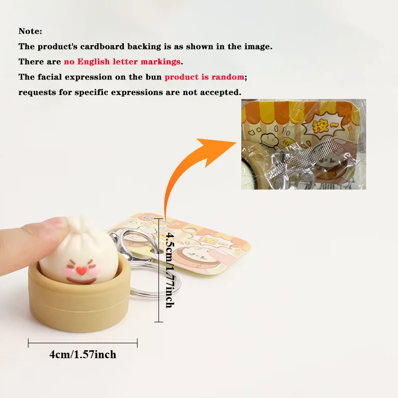 1-8PCS Cute Steamed Bun Squeeze Keychain Realistic Dimsum Design Soft Slow Rebound Decompression Fidget Stress Relief Toy image 6