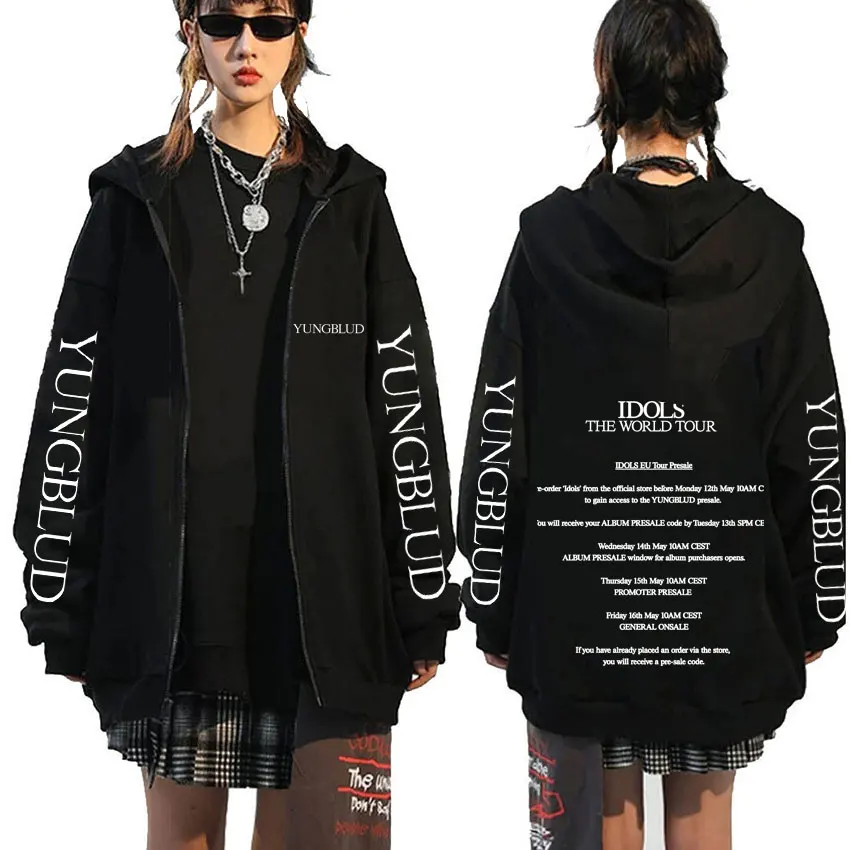 

Yungblud IDOLS The World Tour 2025 Zipper Hoodie Men Women Clothing Hip Hop Zip Up Jacket Unisex Oversized Casual Hoodies Coat