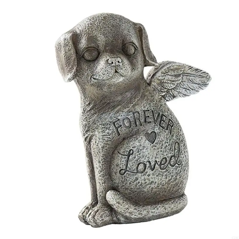 Dog Cats Memorial Statue Pet Tombstone Resins Sculpture for Garden and Indoor Decors for Comforting Grieving Pet Owners