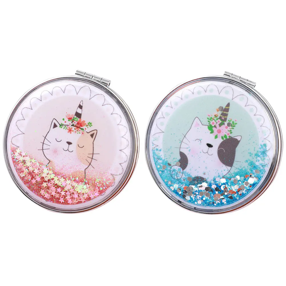 2Pcs Makeup Mirrors Double-Sided Compact Foldable Pocket Travel Mirror Portable Handheld Small Mirror for Women Girls