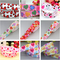 DHK 22mm 10yards Valentine's Day Heart Printed Grosgrain Ribbon Accessories Headwear Decoration Collar DIY Sewing Craft B2409