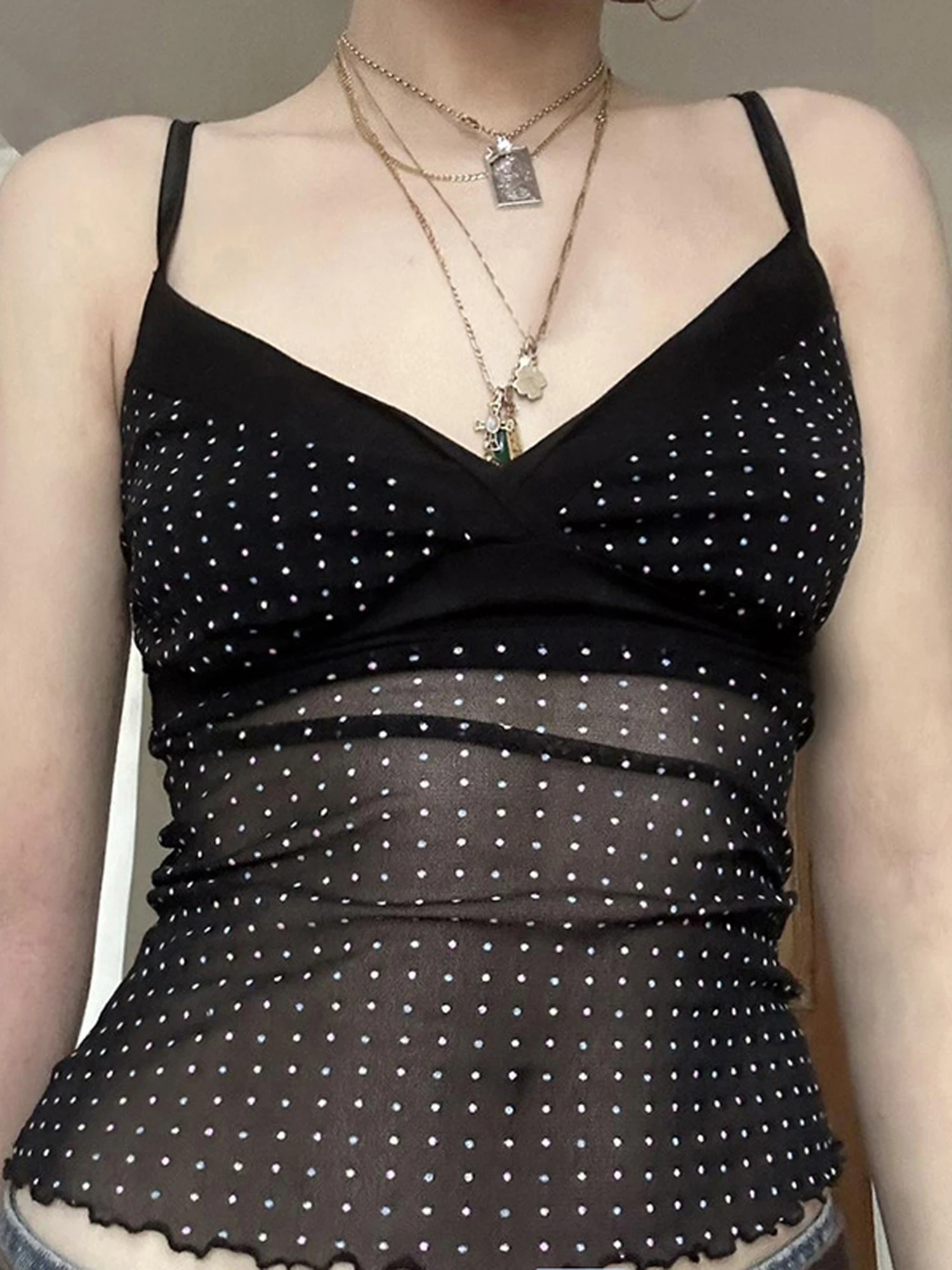 여성용 민소매 v 넥 레이스 트림 캐미솔 탱크 탑 여름 캐주얼 핏 꽃 프린트가있는 쉬어 조끼