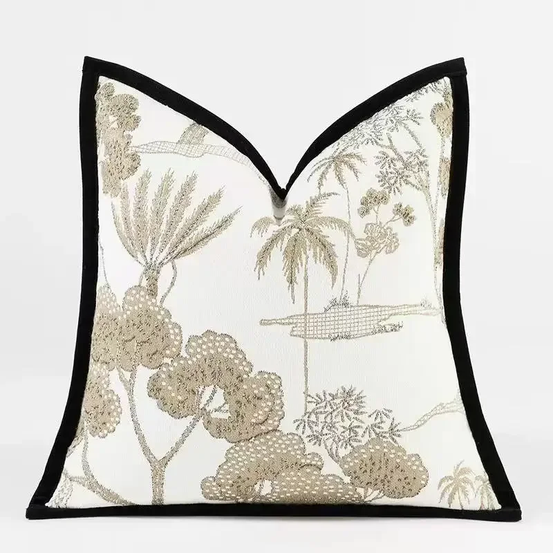 French Vintage Yellow Shell Pattern Throw Pillow Cover Decorative for Sofa Chenille High End Cushion Cover Home Decor