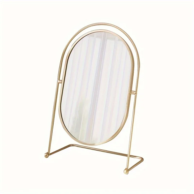 Luxurious Lighted Makeup Mirror for Bedroom Vanity Decor, High Definition Oval Mirror with Rotatable Bracket, Elegant Desktop Be