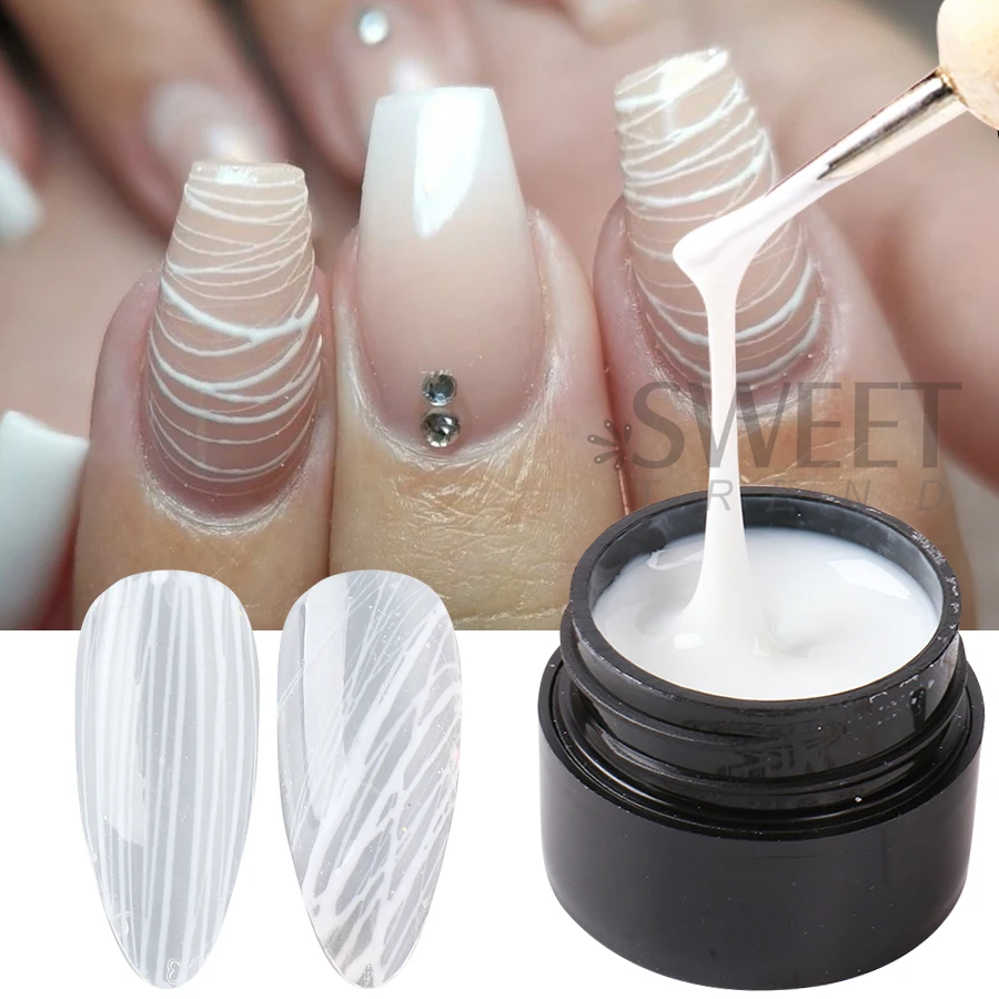 2 ชิ้นสีดําสีขาว Creative Spider วาดเจลเล็บ UV จิตรกรรม Wire Outline เจลเคลือบเงาเล็บตกแต่งศิลปะ DIY เล็บ