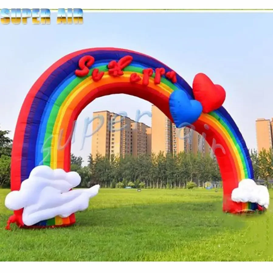 Nice quality design inflatable rainbow arch with free blower for party