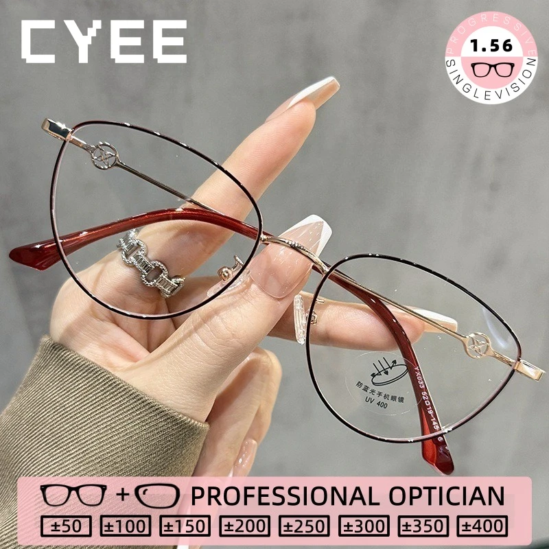 

CYEE персонализированные очки металлические очки для чтения овальные женские очки высокого качества с защитой от синего света по индивидуальному заказу очки по рецепту