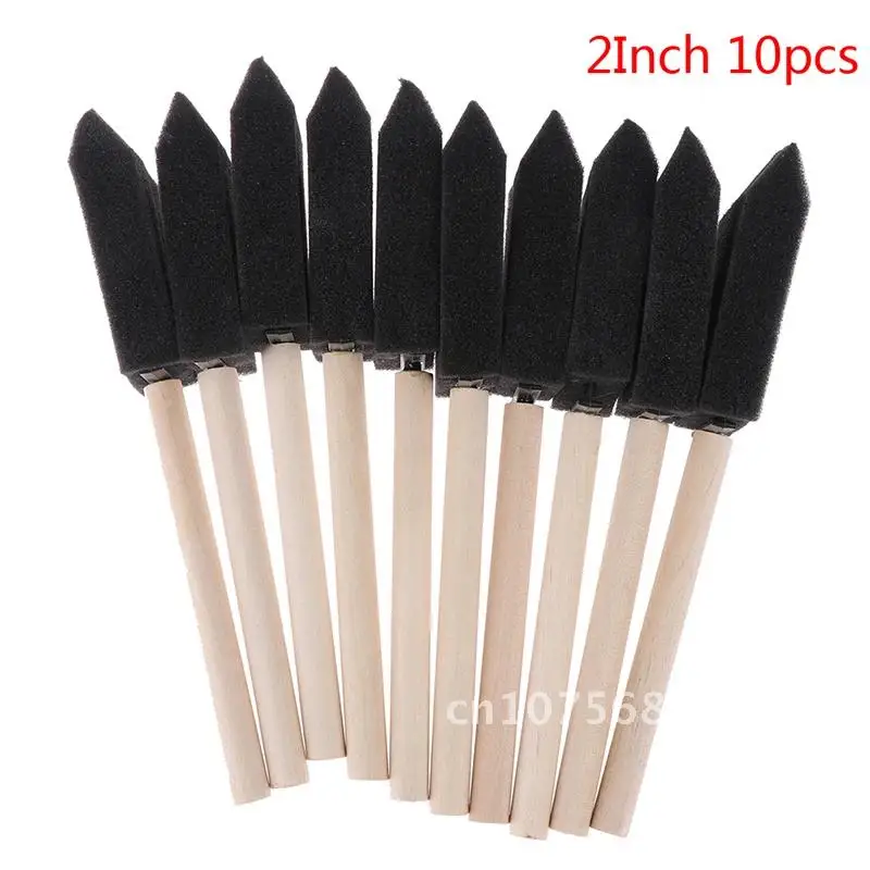 

3/4/5/10Pcs Sponge Brush Wooden Handle Watercolor Oil Stain Art Craft Painting Drawing For Kids 2/3Inch10Pcs Sponge Brush Woo