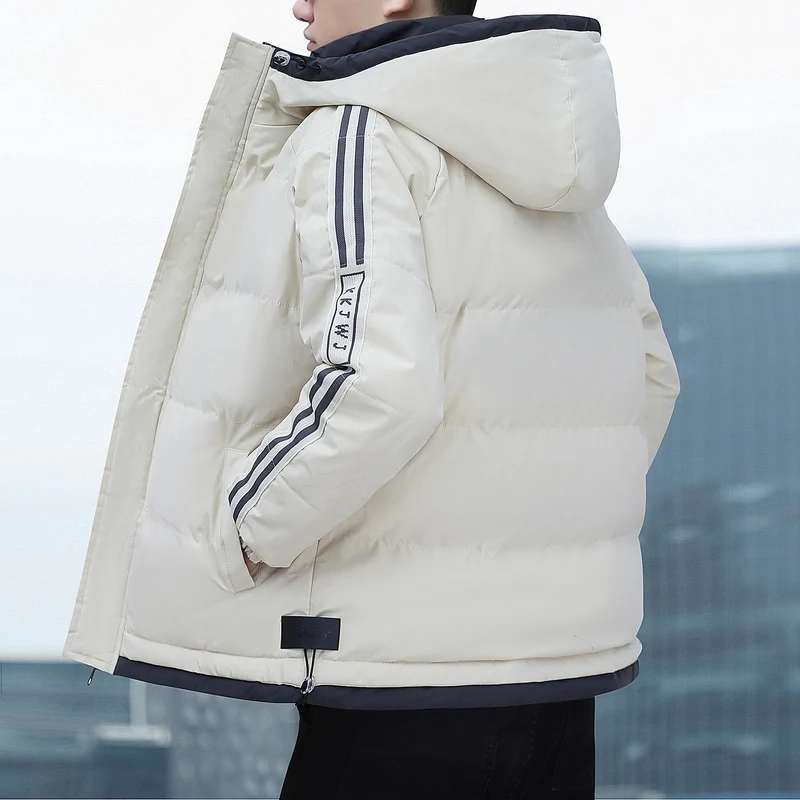 الرجال ort مقنعين Thiened القطن Jaet الخريف الشتاء جديد Sle عادية Faionable الشباب الدافئة طويلة Sve معطف لون نقي #2