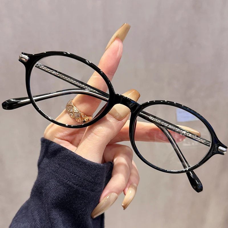 OKH إطار بيضاوي صغير على الطراز الكوري مضاد للضوء الأزرق لقصر النظر إطار نظارات طبية للسيدات للقراءة #4