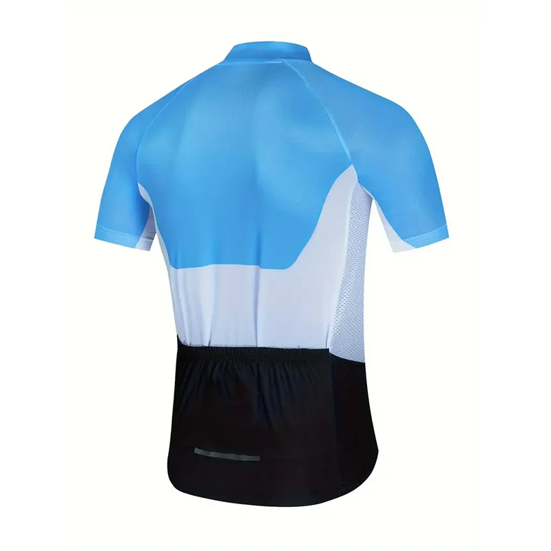 Men Moisture Wicking Short Sleeve casual full zip cycling jersey