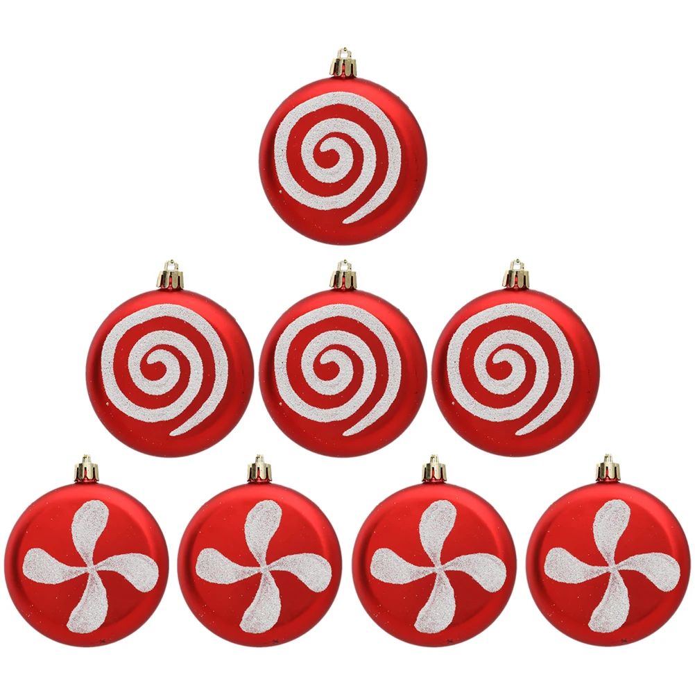 

8pcs Christmas Tree Candy Hanging Pendants Plastic White Glitter Decorative Pendant Traditional Holiday Decor Mini Ornaments