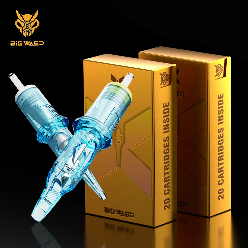 

BIGWASP Blue 20pcs/box Tattoo Cartridges Needles Boutique Disposable Sterile Safe Cartridges For Tattoos Machines Makeup Body