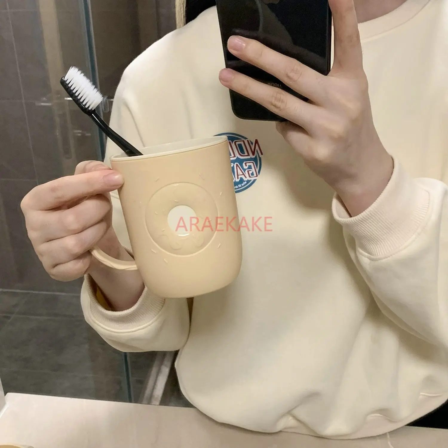 

1pcs Cute donut wash cup for couples, plastic teeth cup for students, high-value mouthwash cup