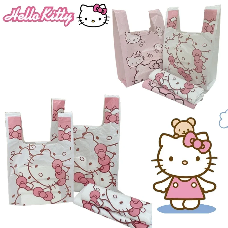 Hello Kitty Plastic Bag Reusable Cute Cartoon Printing Girl Snack Bag Biscuit Bag Supermarket Shopping Bag Boutique Bag Gift