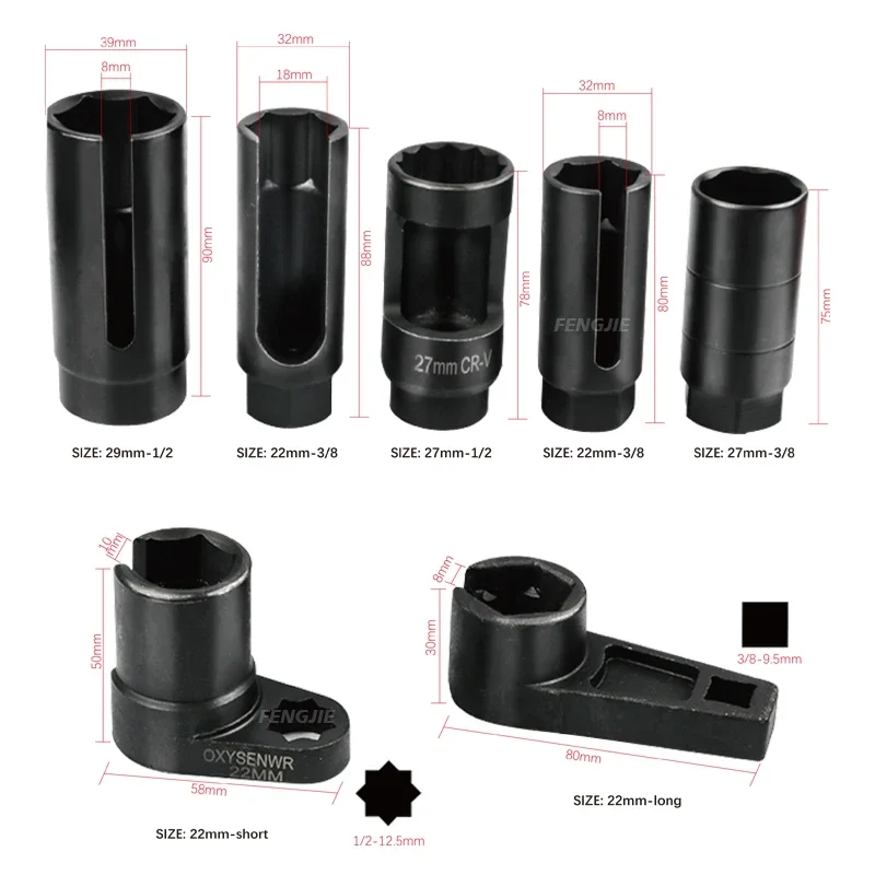 7pcs Oxygen Sensor Socket Fits All Vehicle O2 Removal Repair Auto Tool Set KIT Box 22mm 27mm 29mm