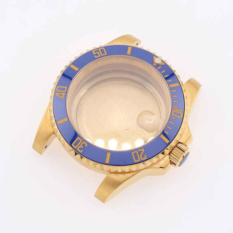 40MM Submariner Gold Watch Movement for NH34 NH35 NH36 Seiko GMT Case Ceramic Bezel Sapphire Electroplate Replacement Parts