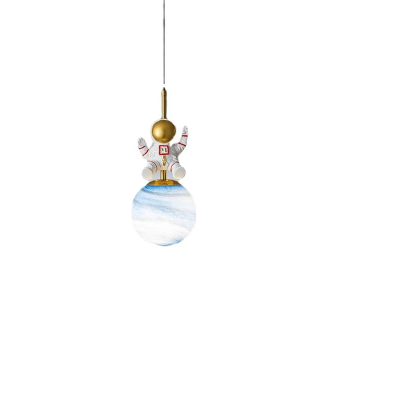 Nordic astronaut moon single pendant lights kids room bedside lamps luxury boy's bedroom decoration pendant lamps lighting