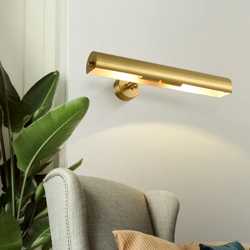 

All-copper photo painting lamp, book wall cabinet, bookshelf fill light, retro charging model, wiring-free decorative painting