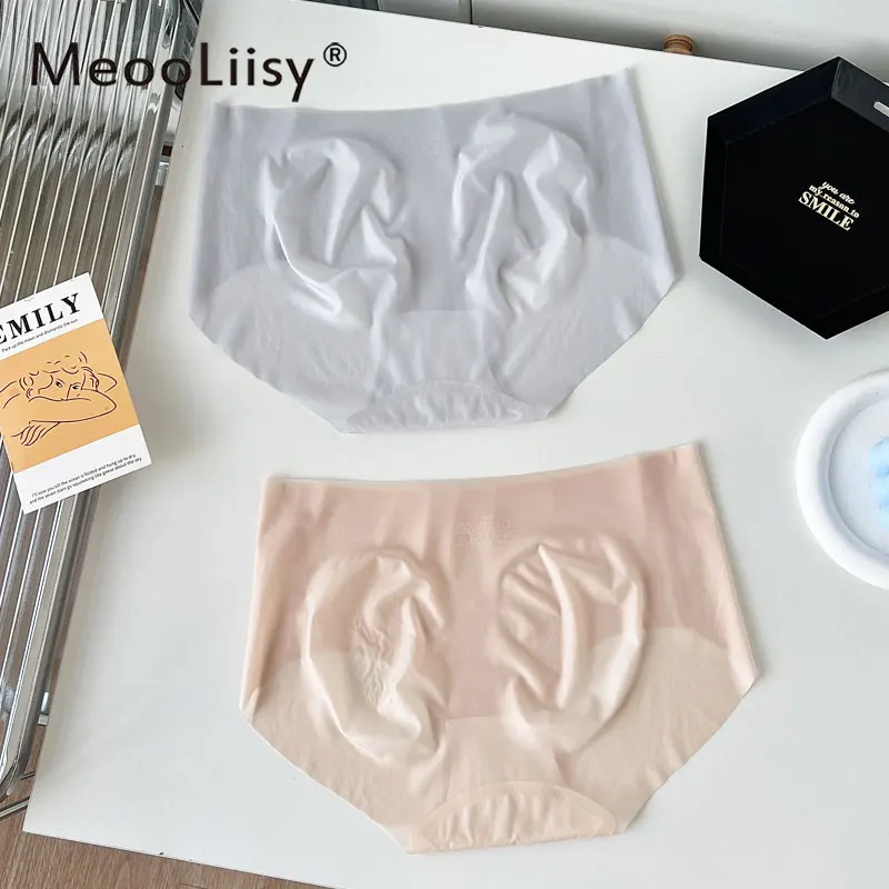 MeooLiisy Ultra-thin No Show Panties for Women Ice Silk Seamless Mid Waist Underwear Lift Hips Gilrs Invisible Pants