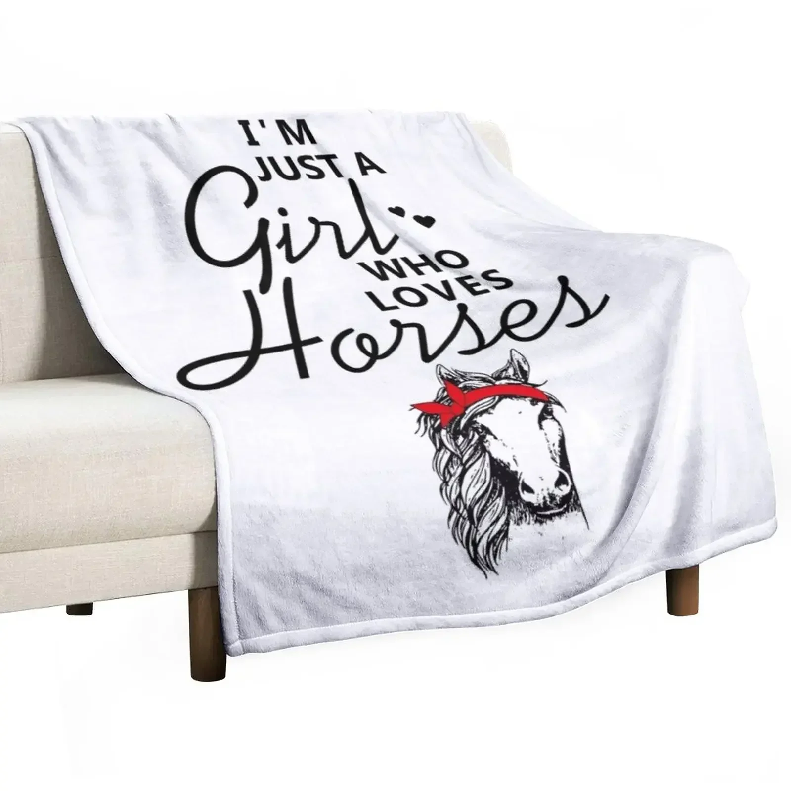 

I'm Just A Girl Who Loves Horses Gift Throw Blanket Plush Hairy Blankets