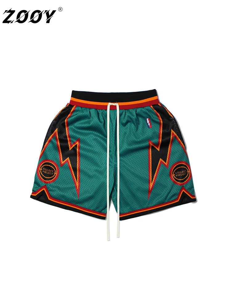 Zooy-Men\'s Vintage Color Block Sport Shorts, Hip Hop, Stripe, Street Fashion, Plus Size, L-9XL