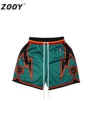 Zooy (L-9XL) Heren Plus Size Vintage Hiphop Streep Street Fashion Color Block Sportshorts