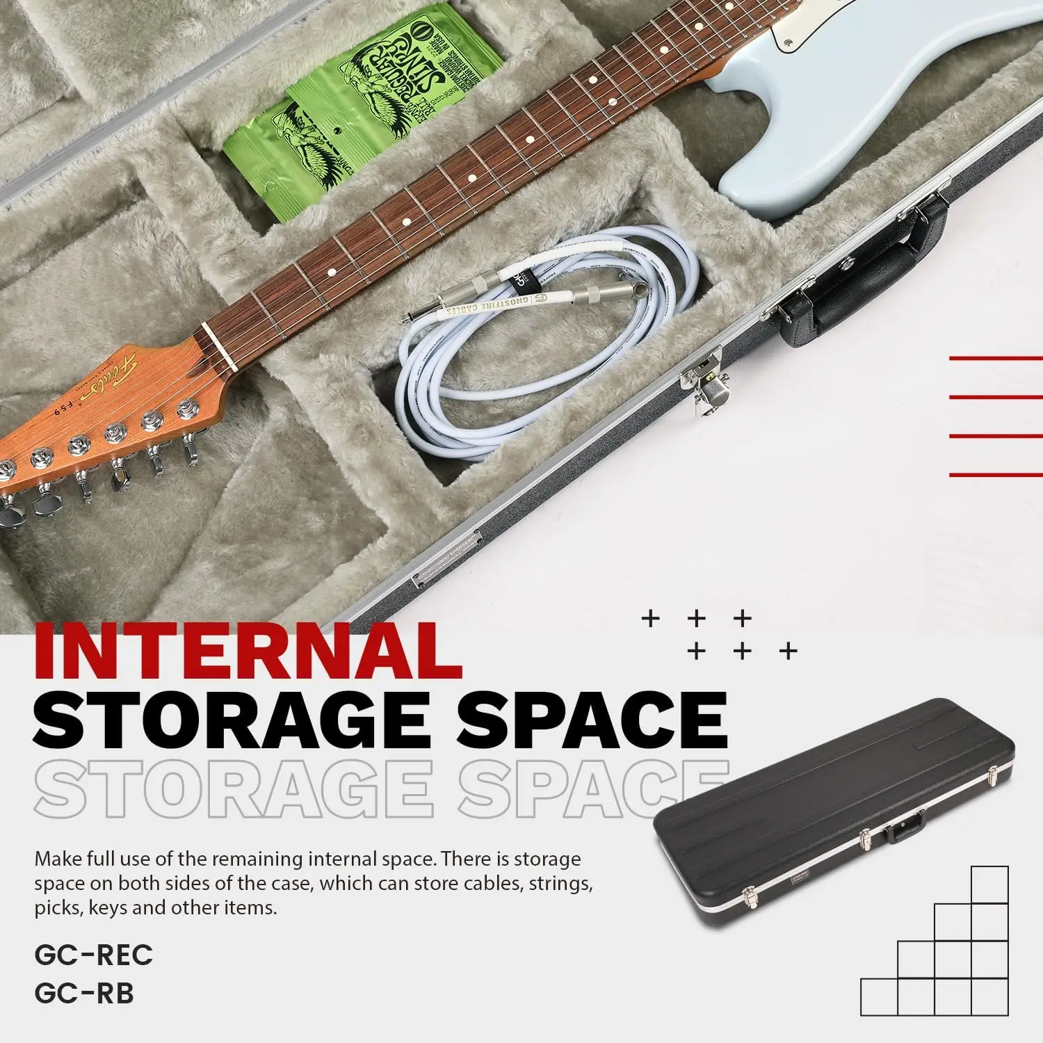 GHOSTFIRE Black Super thick ABS Molded Case ST/TL Hard-Shell Electric Guitar Hard Case with Lock