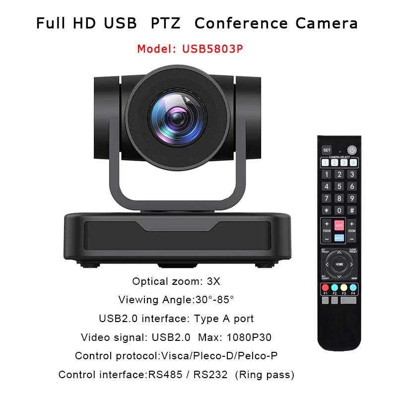 3X Optical Zoom 1080P PTZ Camera USB2.0 Video Conference System Computer Webcam for Live Streaming Church YouTube Skype Business