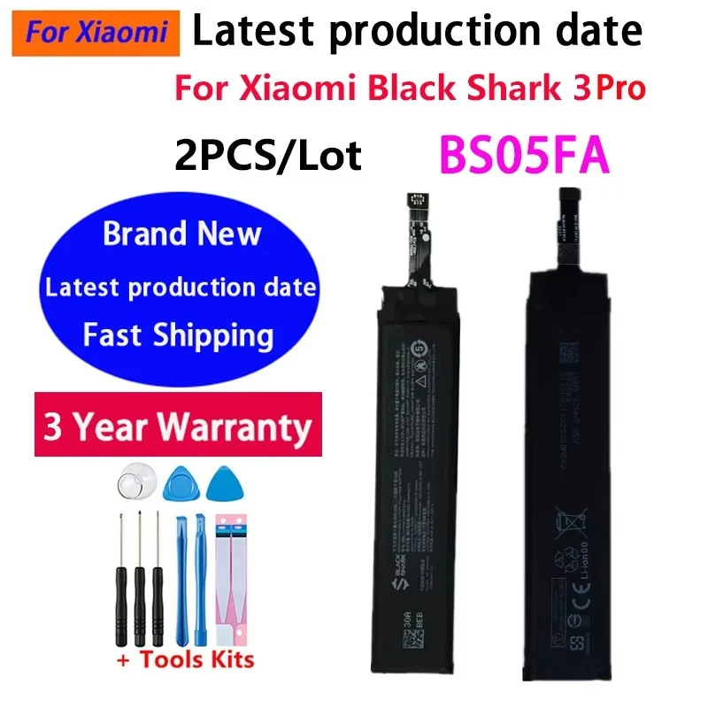 2pcs/lot High Quality 2500mAh Battery BS05FA For Xiaomi Black Shark 3 Pro 3Pro 5G Mobile Phone Batteries Bateria Batterij+Tools