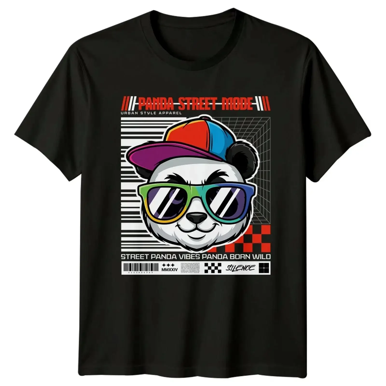 Panda Street Fashion Urban Style T Shirt Streetwear for Him and Her vintage Washed homme Soft Comfortable Stylish graphic