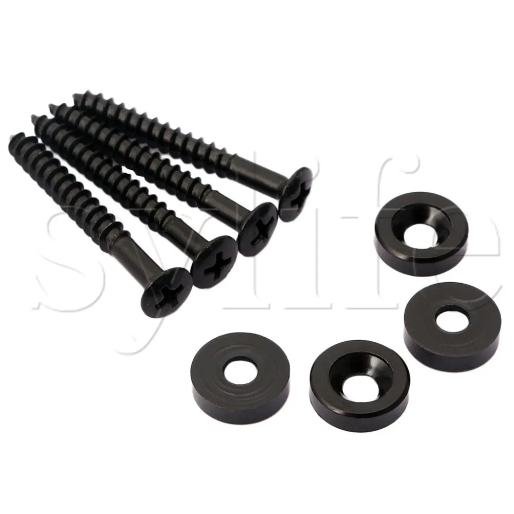 15mm Dia Black Guitar Bass Neck Joint Ferrules/Bushings Complete with Matching Screws Pack of 4