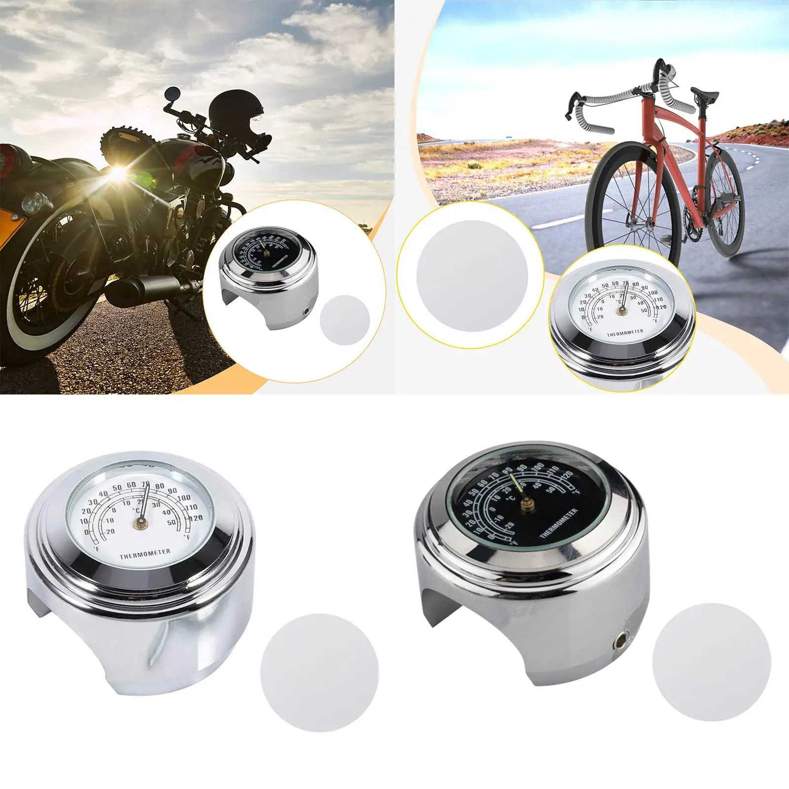 

Motorbike Handlebar Thermometer Digital Temperature Gauge Sturdy Build for 22-25.4mm Anti Slip Rubber Pad