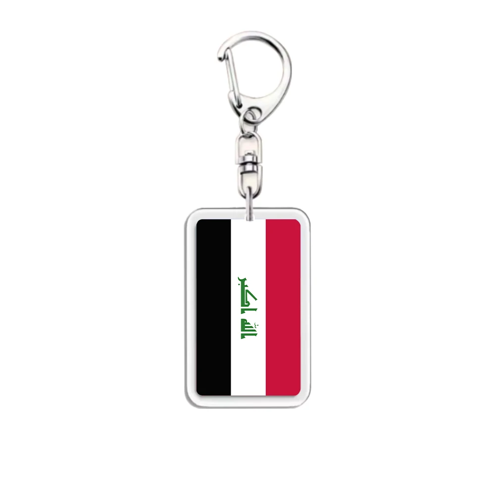 LLavero de acrílico con bandera de Irak para hombre y mujer, adornos, regalos de negocios, regalo con tema de patriotismo