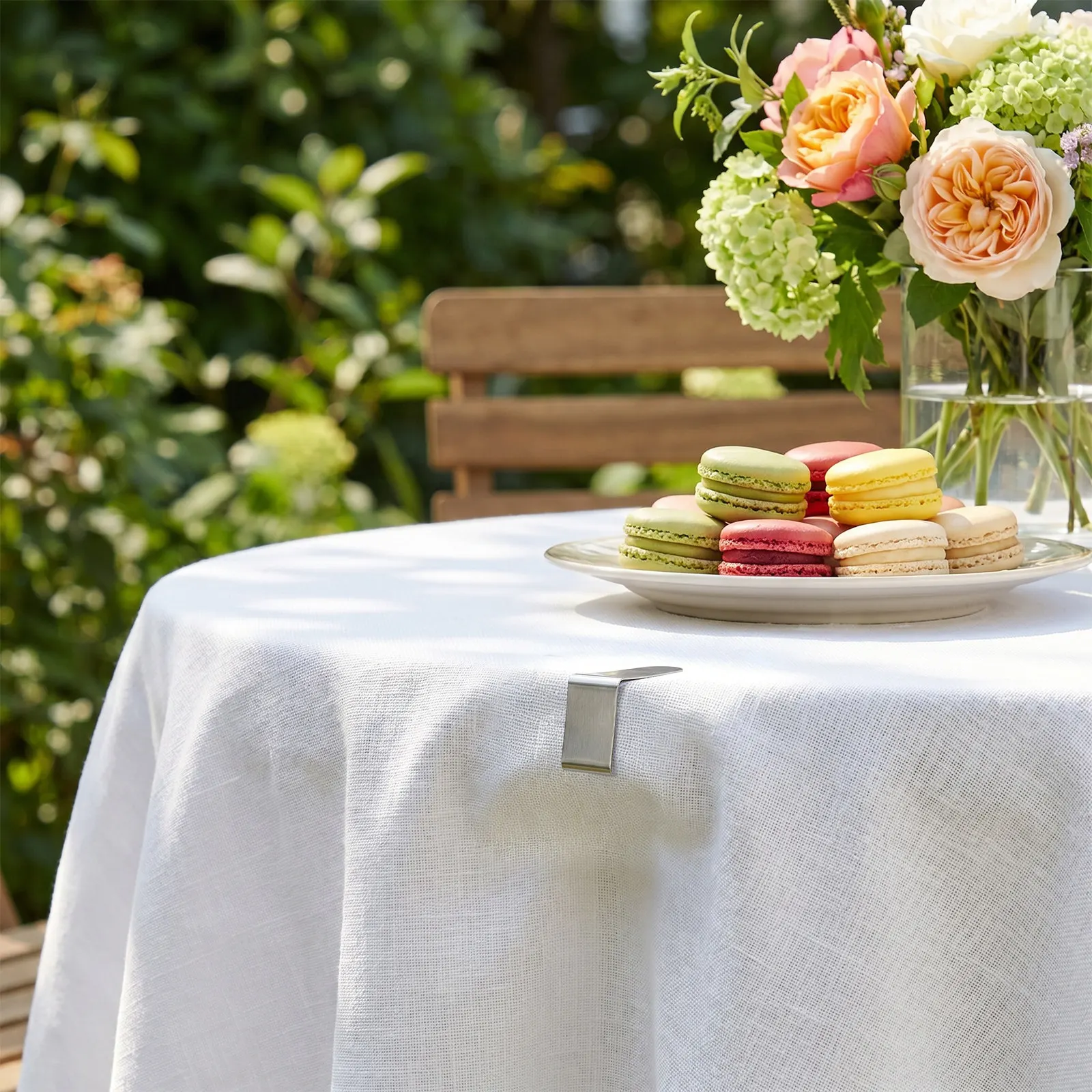 8Pcs Trapezoid Tablecloth Secure Clips Stainless Steel One-Piece Non-Slip Table Skirt Anchors for Outdoor Picnic Gathering