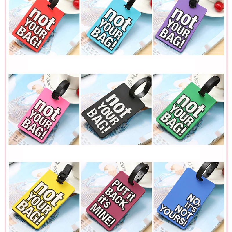 Novelty Strong Luggage Tag PVC Silicone Letter Suitcase Name Address ID Tag Holiday Travel Handbag Label Suitcase Accessories