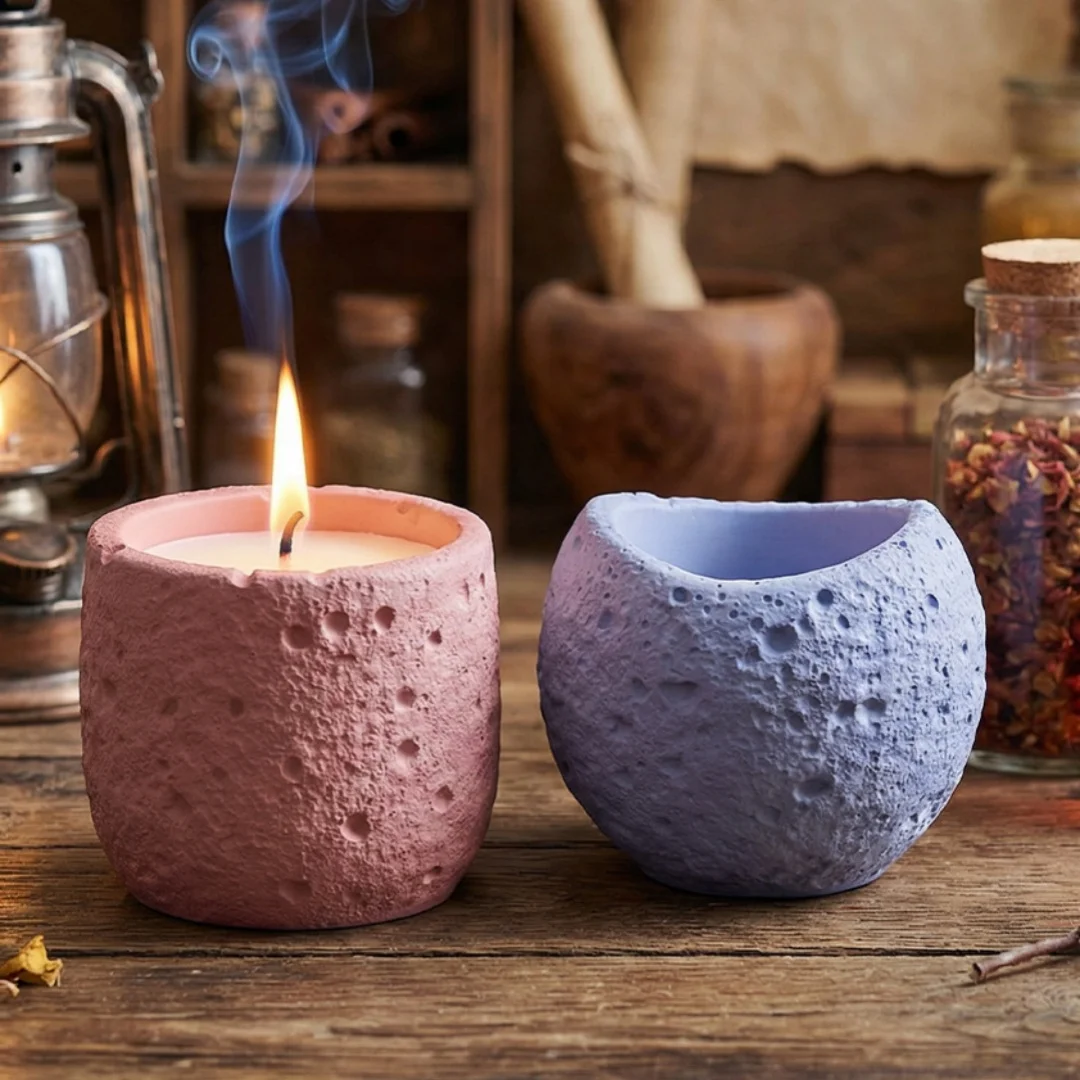 

Силиконовая форма для 3D-свечей с лунной текстурой, для ароматерапии, гипсовых изделий, легко извлекаемая, для DIY-поделок, подсвечников, банок для хранения, домашнего декора