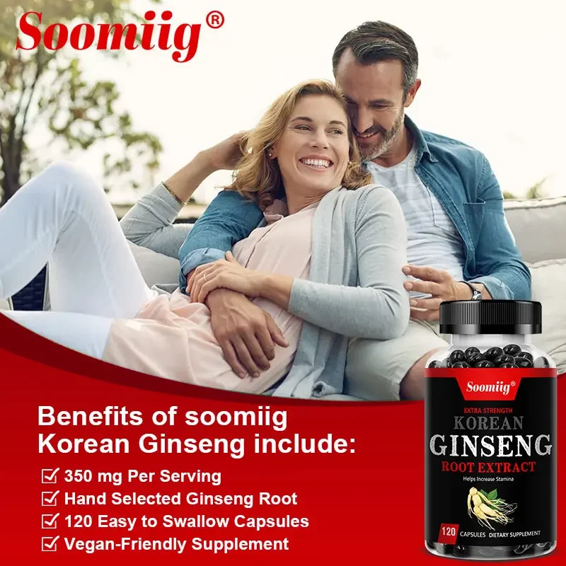 Natural Korean Ginseng Root Extract Capsules - Supports Muscle Mass, Energy, Natural Endurance and Mood, Non-GMO Vegetarian