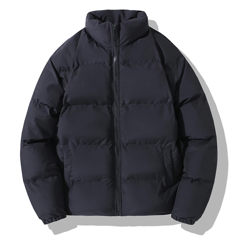 2024 Winterjack Casual Outdoor Effen Kleur Opstaande Kraag Winddicht En Warm Dons Katoenen Jas Eenvoudig Windontwerp Herenjas