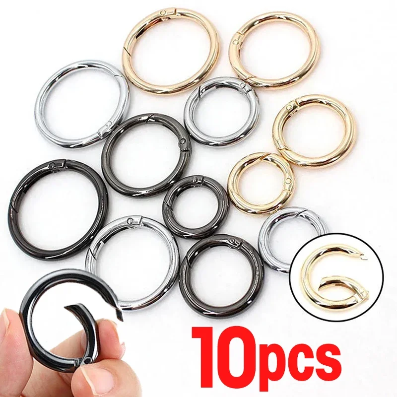 10Pcs Metal O Ring Spring Clasps Openable Round Carabiner Keychain Bag Clips Hook Dog Chain Buckles Connector For DIY Jewelry