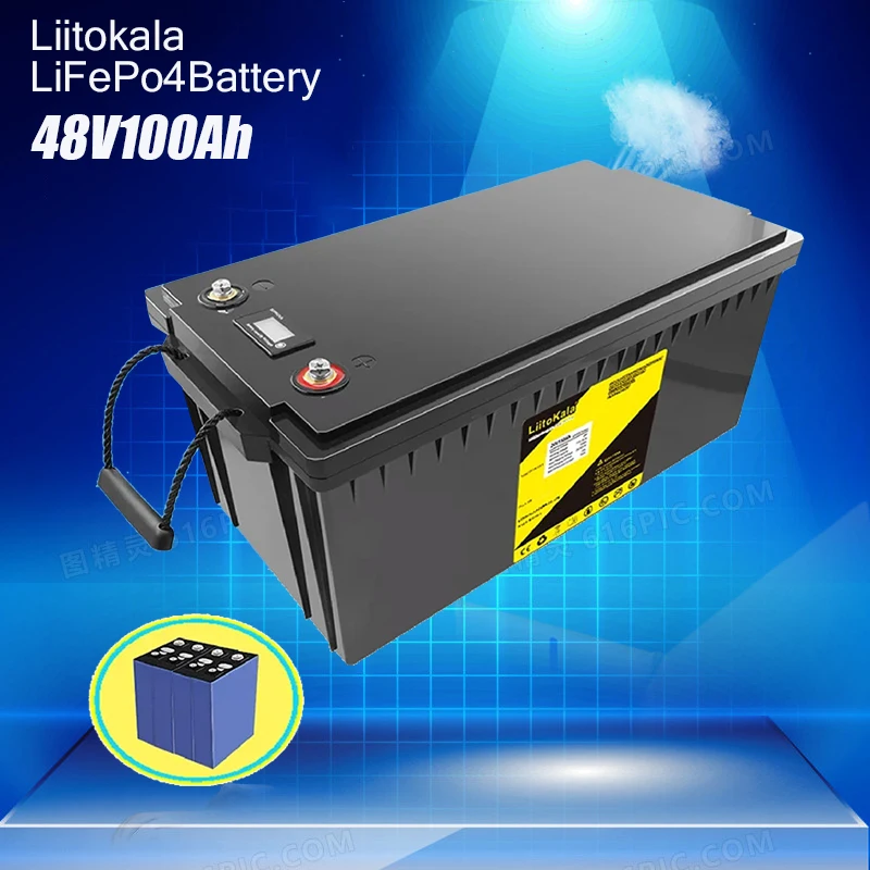 LiitoKala 48V 100Ah LiFePo4 Battery 24V 200Ah RV Energy Storage Rechargeable Built in BMS for Power Lights Electrical Scooter