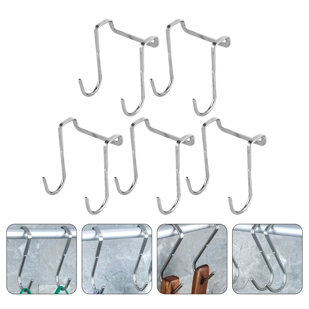 

5Pcs S-Shape Wall Hooks No Nails Damage Free Bathroom Closet Multi-Functional Towels Clothes Hats Organizer Wall Hooks