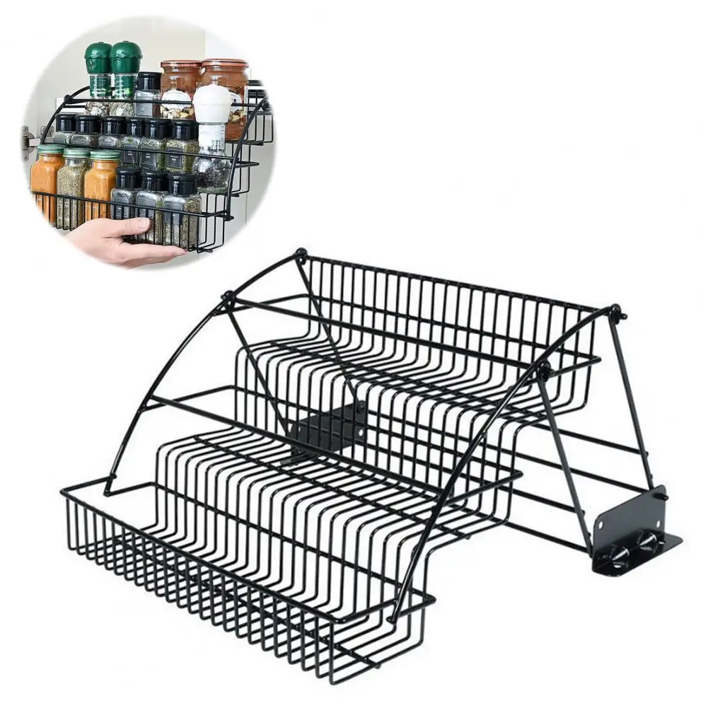 

Нержавеющая полка для специй, металлический органайзер для специй, выдвижная полка для специй, органайзер с емкостью, прочная несущая способность для легкой кухни